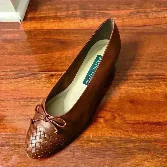 Naturalizer Vintage Women Size 8M Brown Leather Ballet With Bow Flat Small Heel - Picture 9 of 10